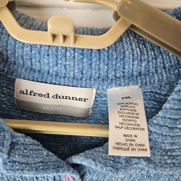 Alfred Dunner Sweater Womens PXL Blue Floral Embroidered Chenille Knit Spring - Picture 8 of 9